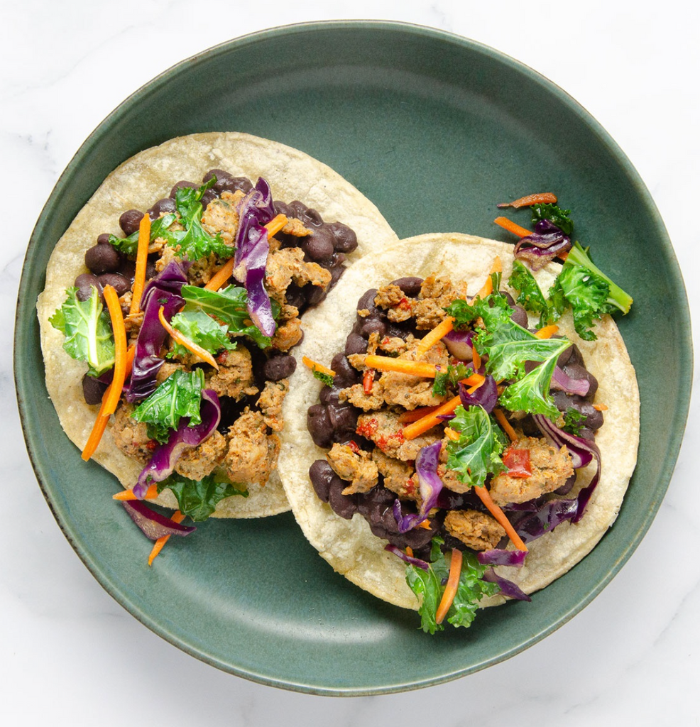 FAJITA CHICKEN & BLACK BEAN TOSTADAS