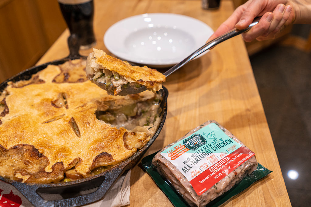 BRUSCHETTA CHICKEN SKILLET PIE