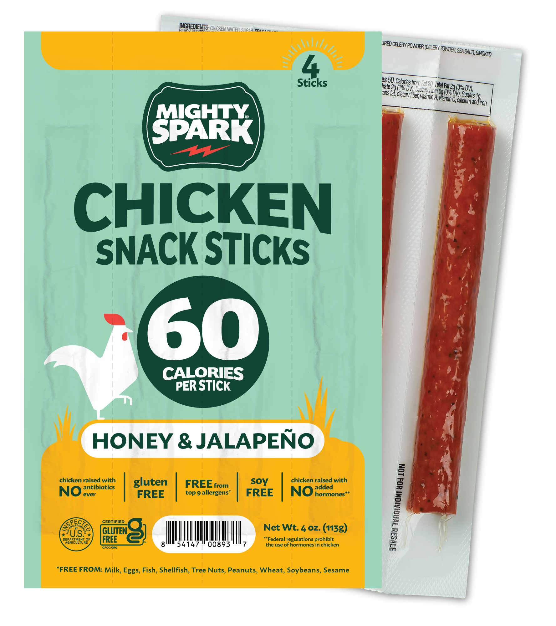 Honey & Jalapeno Chicken Snack Stick - Mighty Spark Food