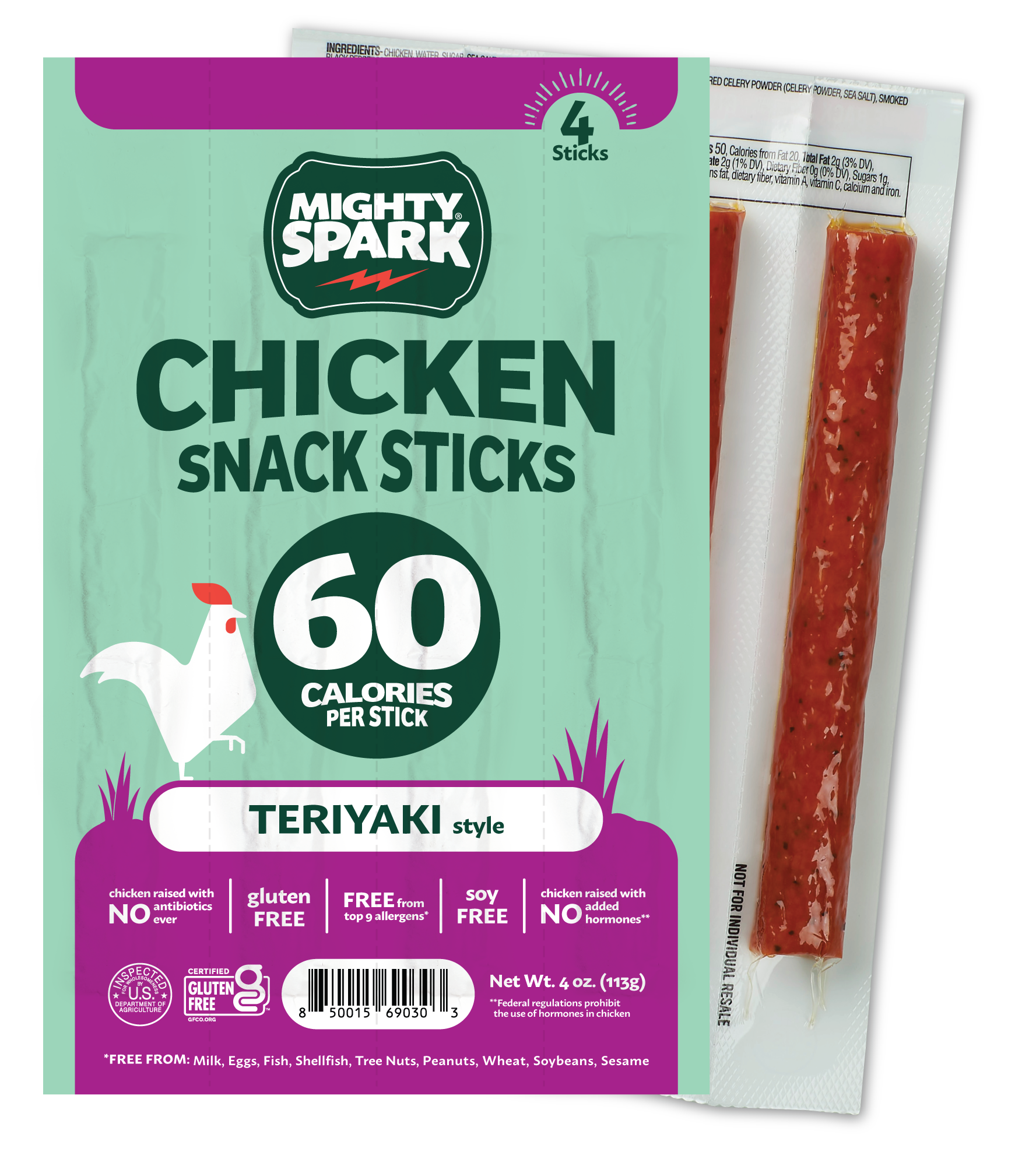 Teriyaki Style Chicken Snack Stick – Mighty Spark Food Teriyaki Style Chicken Snack Stick – Mighty Spark Food