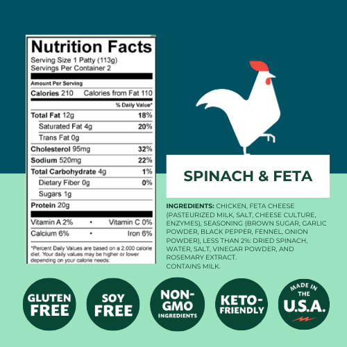 SPINACH & FETA CHICKEN PATTIES