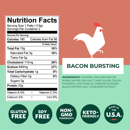 BACON BURSTING CHICKEN PATTIES