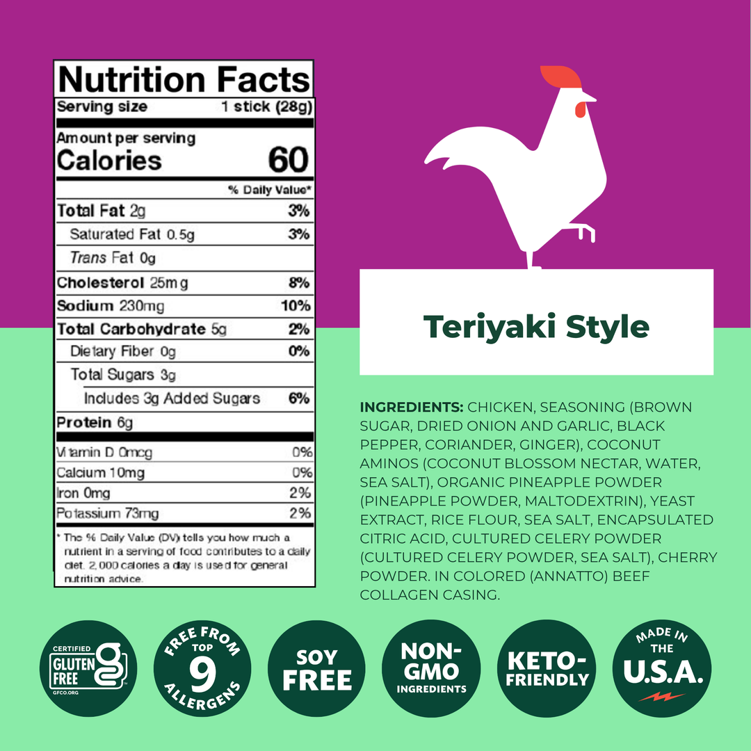 Teriyaki Style Chicken Snack Stick