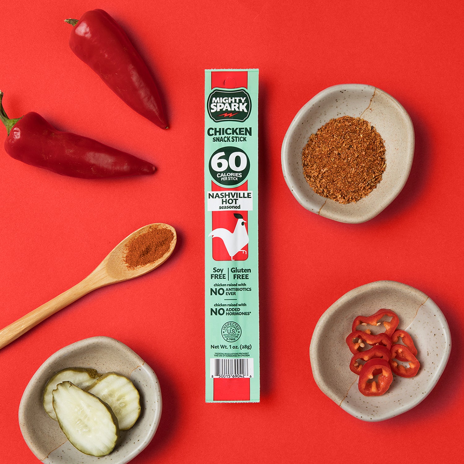 Nashville Hot Seasoned Chicken Snack Stick – Mighty Spark Food