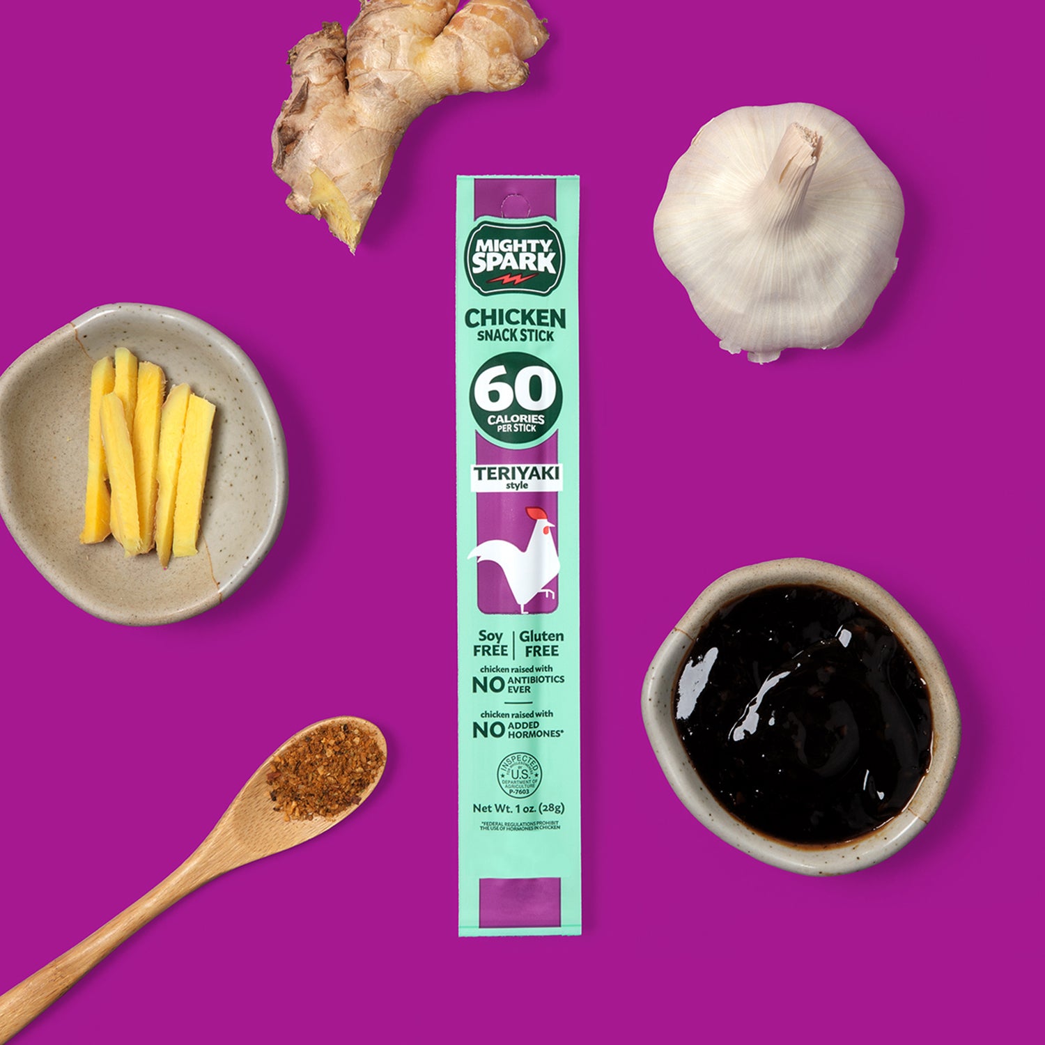 Teriyaki Style Chicken Snack Stick – Mighty Spark Food