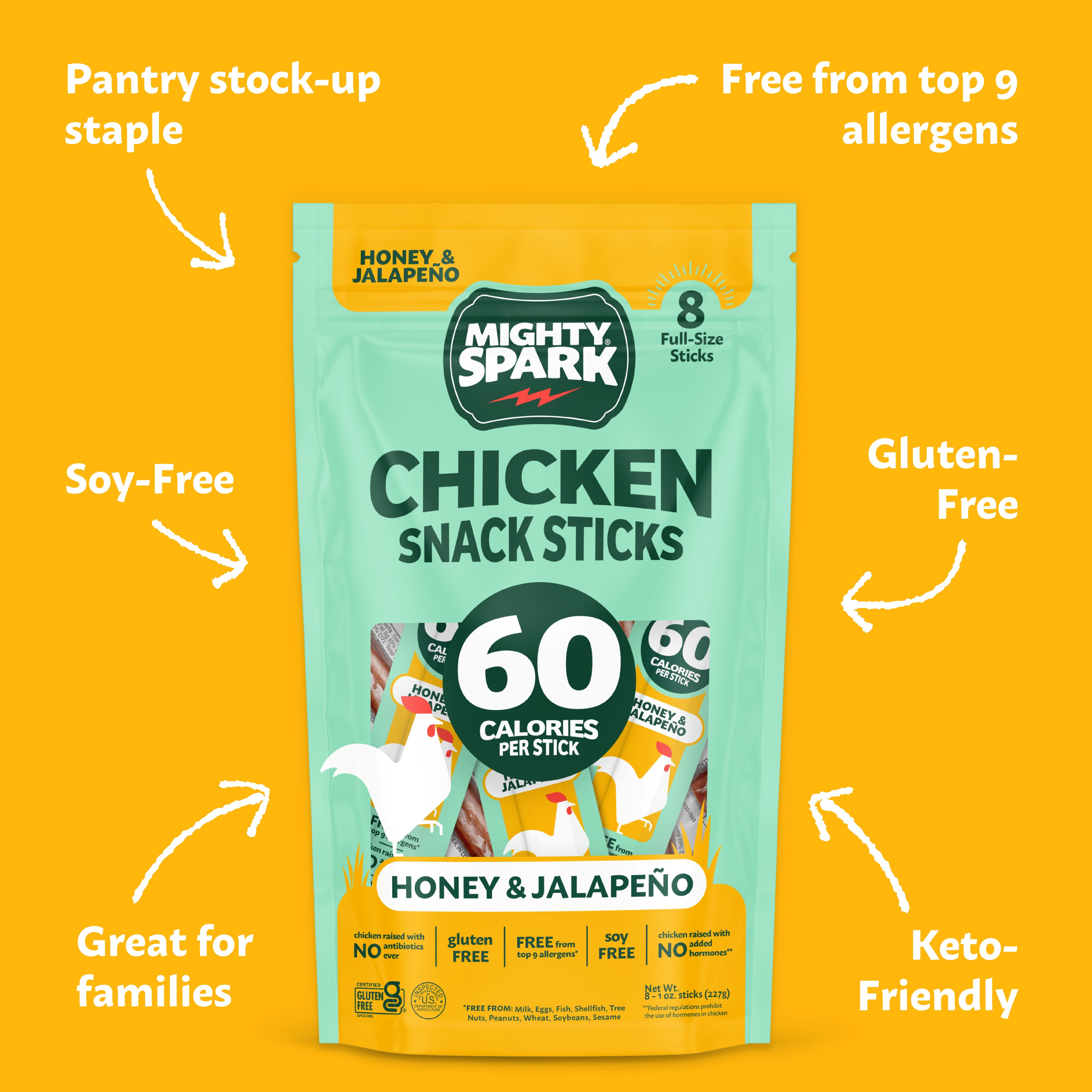 Honey & Jalapeno Chicken Snack Stick - Mighty Spark Food